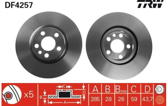 Brake Disc DF4257 TRW, Image 2