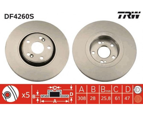 Brake Disc DF4260S TRW, Image 2