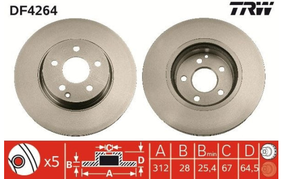 Brake Disc DF4264 TRW, Image 2