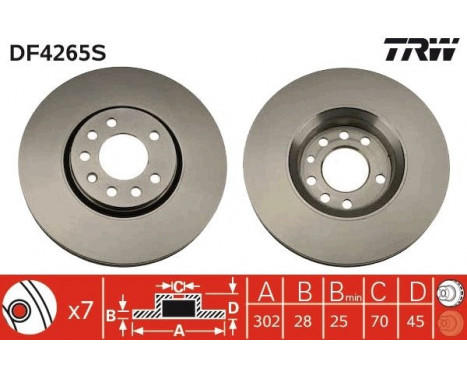 Brake Disc DF4265S TRW, Image 2