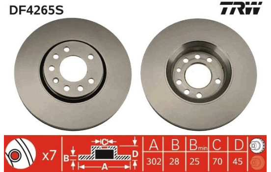 Brake Disc DF4265S TRW, Image 2
