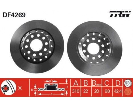 Brake Disc DF4269 TRW, Image 2