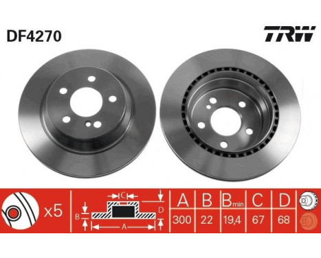 Brake Disc DF4270 TRW, Image 2