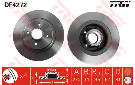 Brake Disc DF4272 TRW