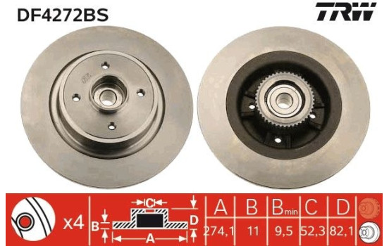 Brake Disc DF4272BS TRW, Image 2