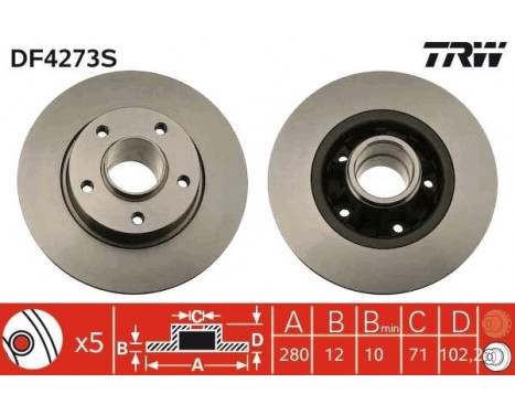 Brake Disc DF4273S TRW, Image 2