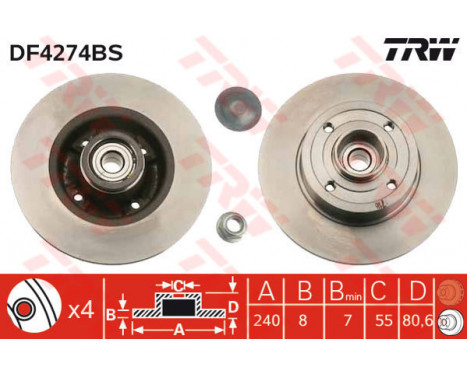 Brake Disc DF4274BS TRW