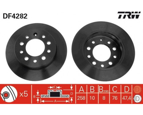 Brake Disc DF4282 TRW, Image 2