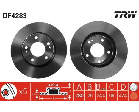 Brake Disc DF4283 TRW, Image 3