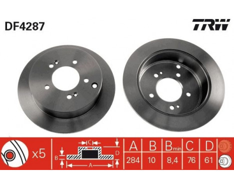 Brake Disc DF4287 TRW, Image 2