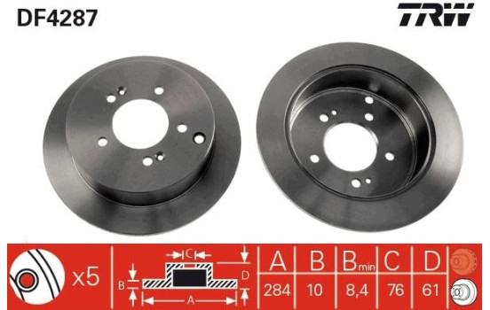 Brake Disc DF4287 TRW, Image 2