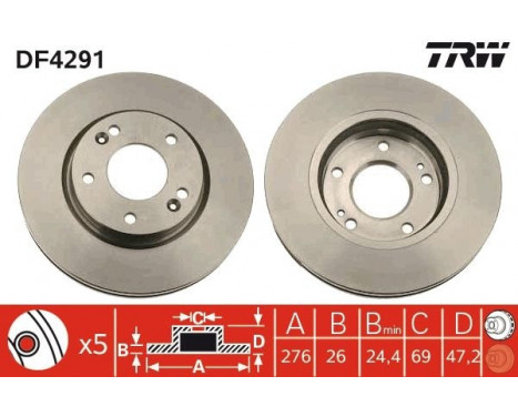 Brake Disc DF4291 TRW, Image 2