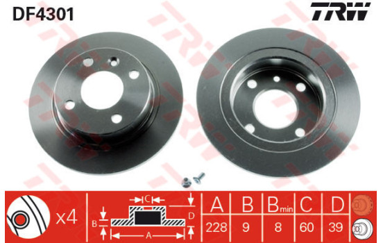 Brake Disc DF4301 TRW