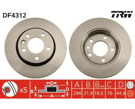 Brake Disc DF4312 TRW, Image 3