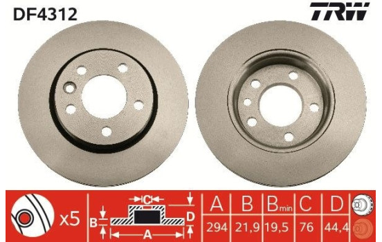 Brake Disc DF4312 TRW, Image 3