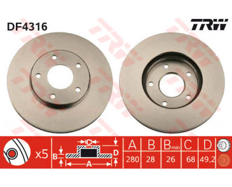 Brake Disc DF4316 TRW