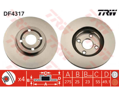 Brake Disc DF4317 TRW