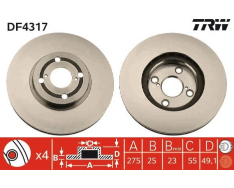 Brake Disc DF4317 TRW, Image 2