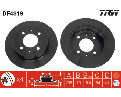 Brake Disc DF4319 TRW, Image 2