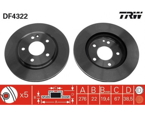 Brake Disc DF4322 TRW, Image 2