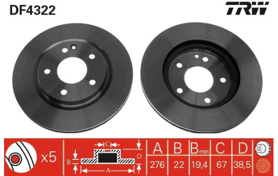Brake Disc DF4322 TRW, Image 2