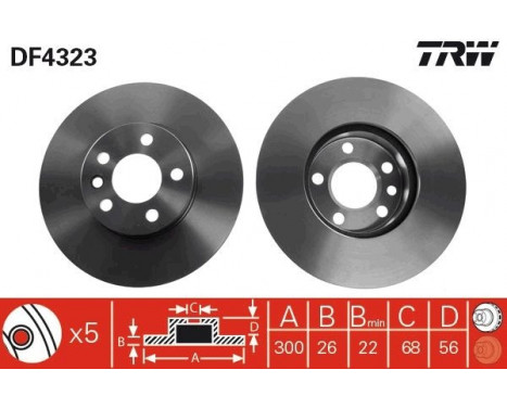 Brake Disc DF4323 TRW, Image 2