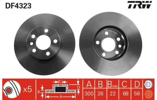 Brake Disc DF4323 TRW, Image 2