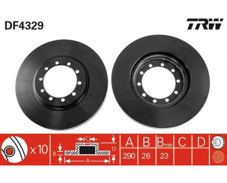 Brake Disc DF4329 TRW, Image 2