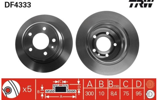 Brake Disc DF4333 TRW, Image 2