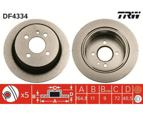 Brake Disc DF4334 TRW, Image 3