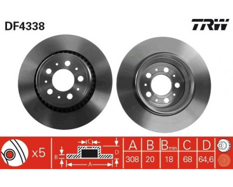 Brake Disc DF4338 TRW, Image 2