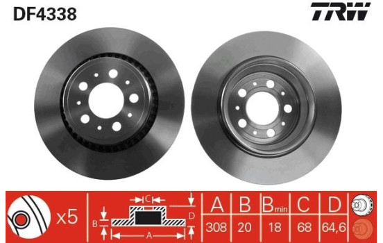 Brake Disc DF4338 TRW, Image 2