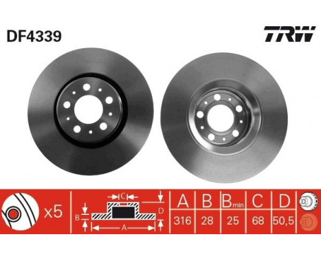 Brake Disc DF4339 TRW, Image 2