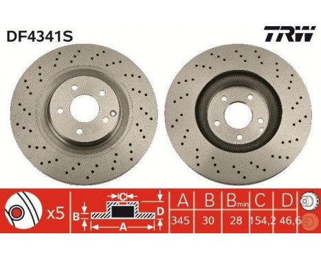 Brake Disc DF4341S TRW, Image 3