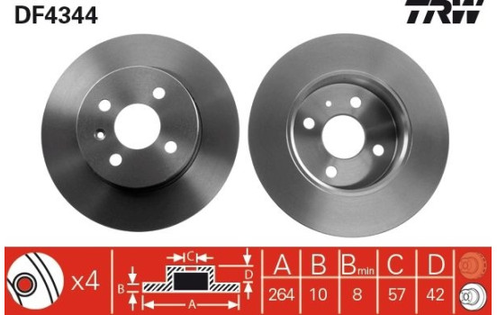 Brake Disc DF4344 TRW, Image 2