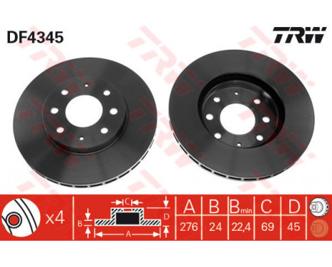 Brake Disc DF4345 TRW