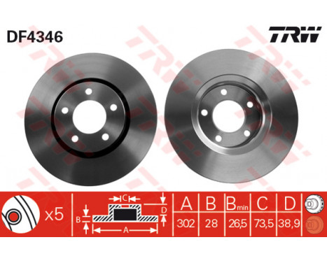 Brake Disc DF4346 TRW