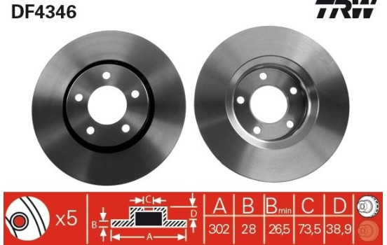 Brake Disc DF4346 TRW, Image 2