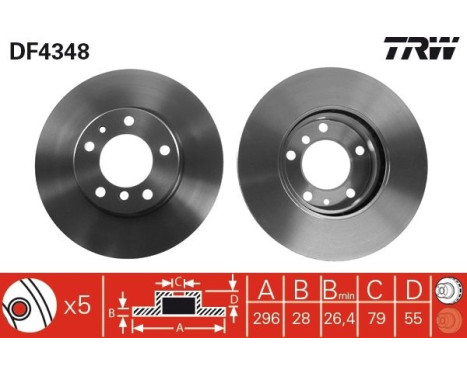 Brake Disc DF4348 TRW, Image 2