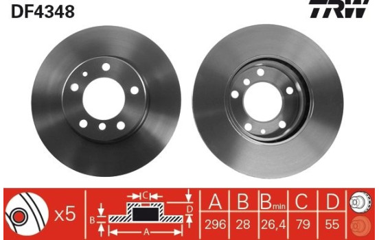 Brake Disc DF4348 TRW, Image 2