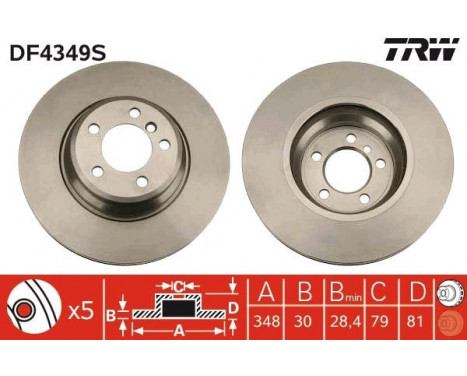 Brake Disc DF4349S TRW, Image 2