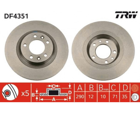 Brake Disc DF4351 TRW, Image 3