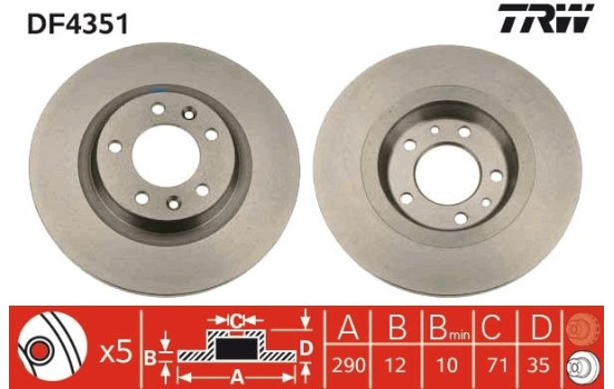 Brake Disc DF4351 TRW, Image 3