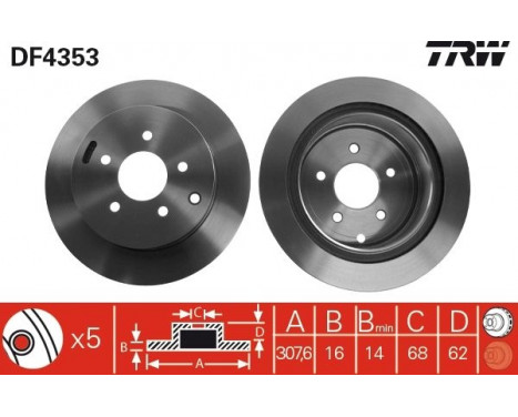 Brake Disc DF4353 TRW, Image 3