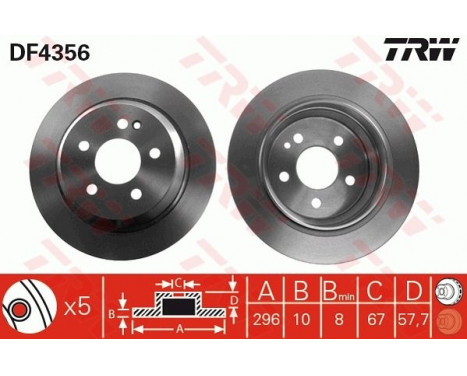 Brake Disc DF4356 TRW, Image 2