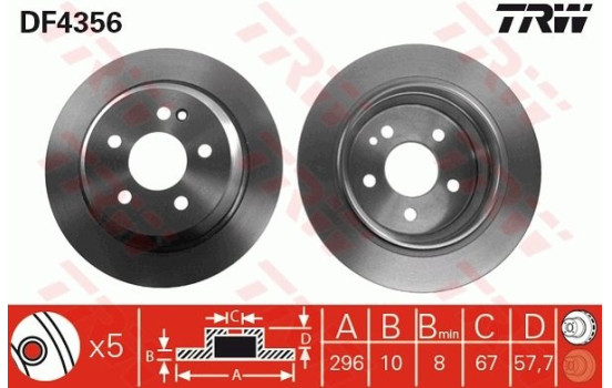 Brake Disc DF4356 TRW, Image 2