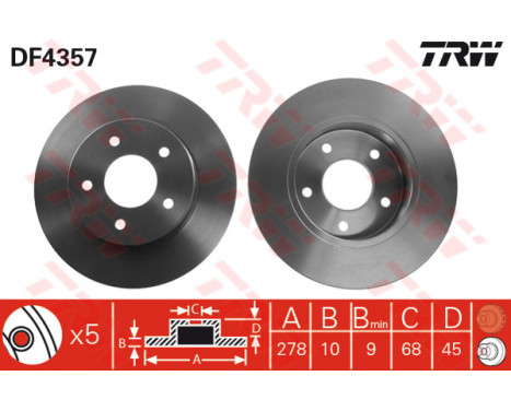 Brake Disc DF4357 TRW