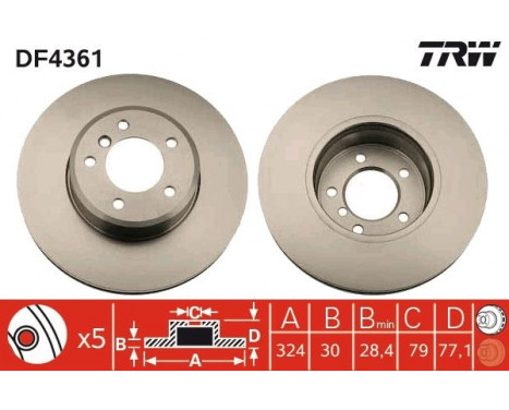 Brake Disc DF4361 TRW, Image 2