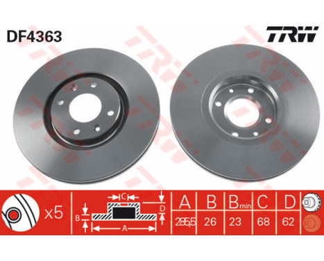 Brake Disc DF4363 TRW