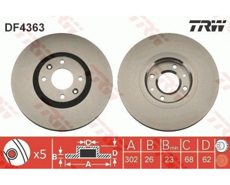 Brake Disc DF4363 TRW, Image 2